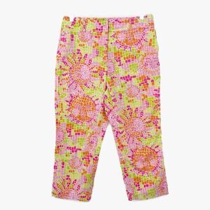 LILLY PULITZER Vintage Mosaic Sun Salute Cropped Ankle Capri Size 8 White‎ Label